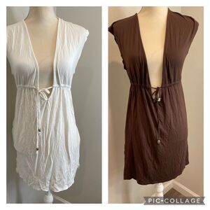 Brown & White Bathing Suit Cover-Up Bundle